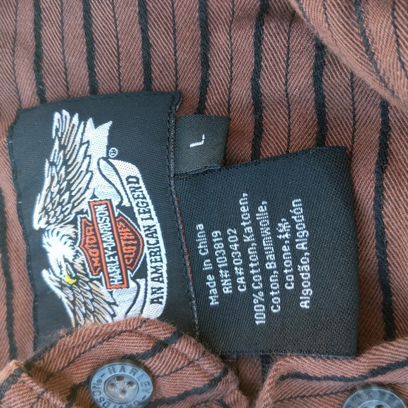 Harley Davidson brown button shirt Large men's - Picture 4 of 5